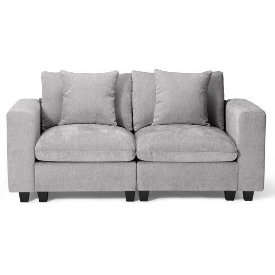 Augusta 70" Modular Chenille Loveseat Sofa With USB/Type-C Ports and Side Pockets