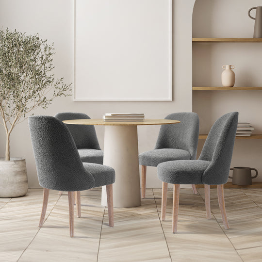 Genevieve Mid-Century Modern Upholstered Boucle Dining Chair (Set of 4)