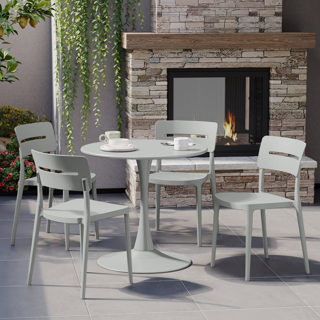 Playa Outdoor Modern Stackable Plastic Patio Dining Chairs (Set of 4)