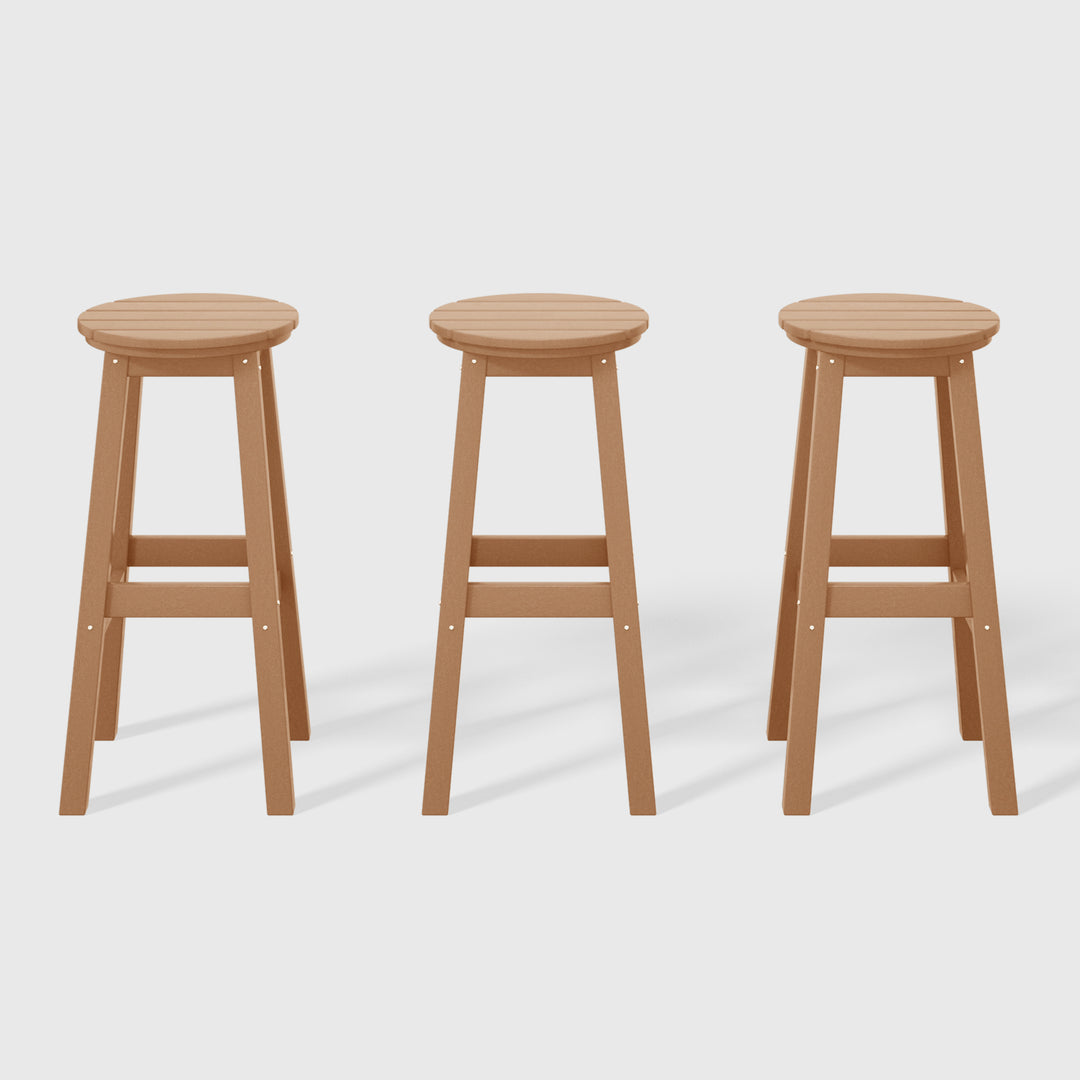 Malibu 29" HDPE Outdoor Patio Round Bar Stool (Set of 3)