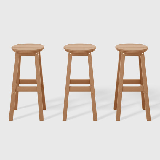 Malibu 29" HDPE Outdoor Patio Round Bar Stool (Set of 3)