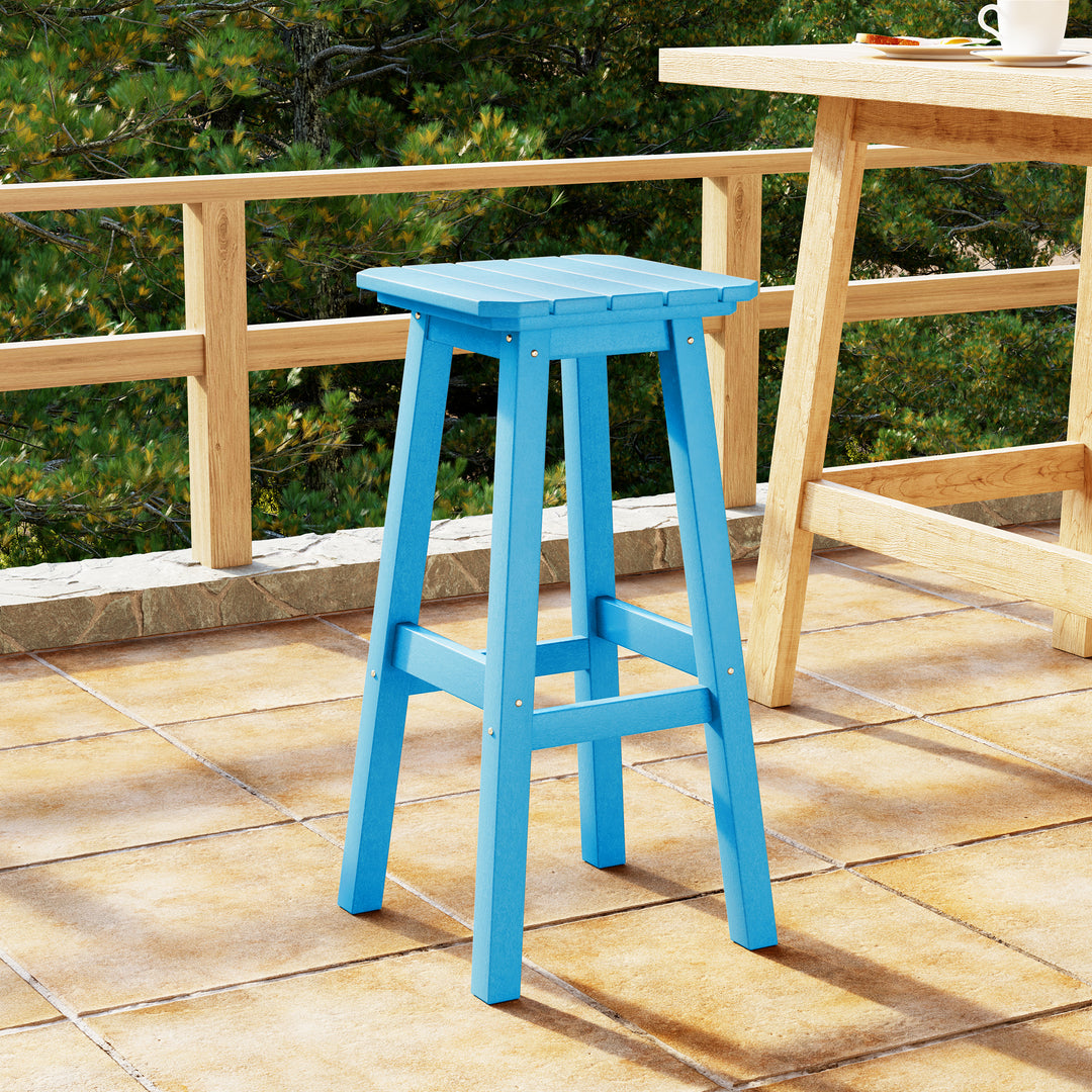 Malibu 29" HDPE Outdoor Patio Square Bar Height Bar Stool