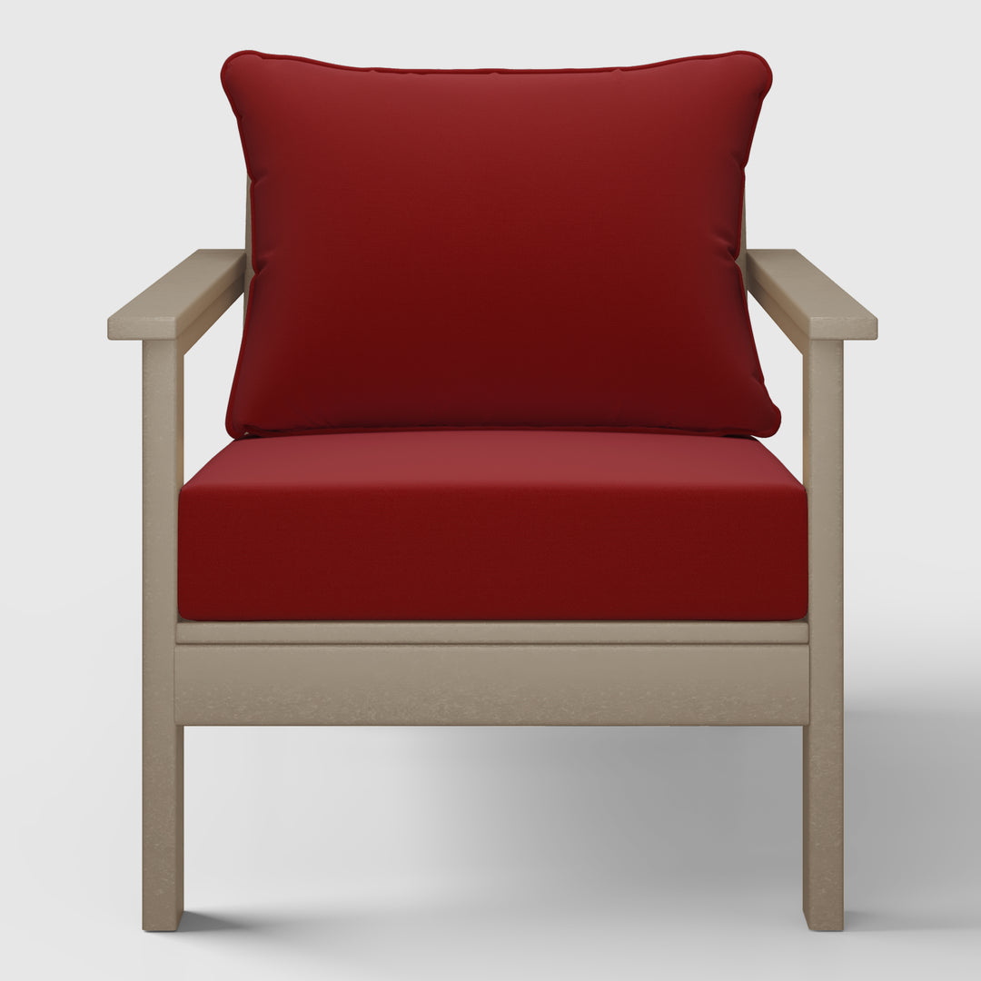 Avalon Outdoor Modern HDPE Patio Club Chair with Deep Seat Cushions