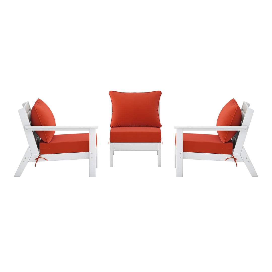 Avalon Outdoor Patio HDPE Sectional Sofa with Patio Cushions