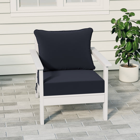 Avalon Outdoor Modern HDPE Patio Club Chair with Deep Seat Cushions