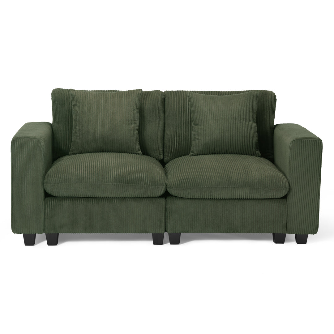 Hearthside 70" Modular Corduroy Loveseat Sofa With USB/Type-C Ports and Side Pockets