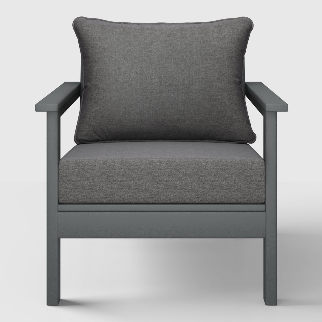 Avalon Outdoor Modern HDPE Patio Club Chair with Deep Seat Cushions