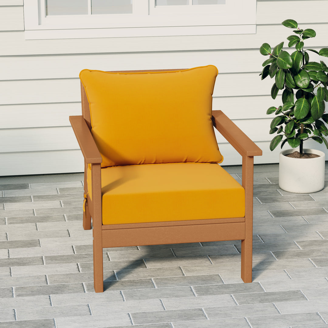 Avalon Outdoor Modern HDPE Patio Club Chair with Deep Seat Cushions