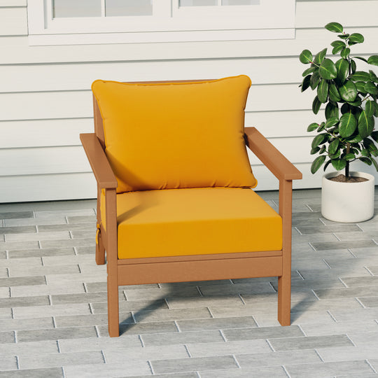 Avalon Outdoor Modern HDPE Patio Club Chair with Deep Seat Cushions
