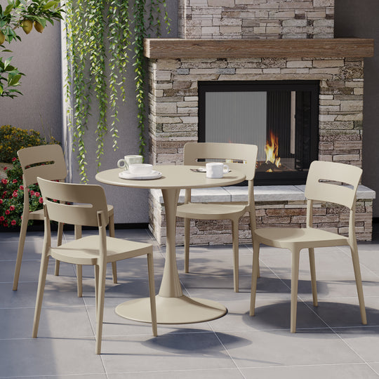 Playa Outdoor Modern Stackable Plastic Patio Dining Chairs (Set of 4)