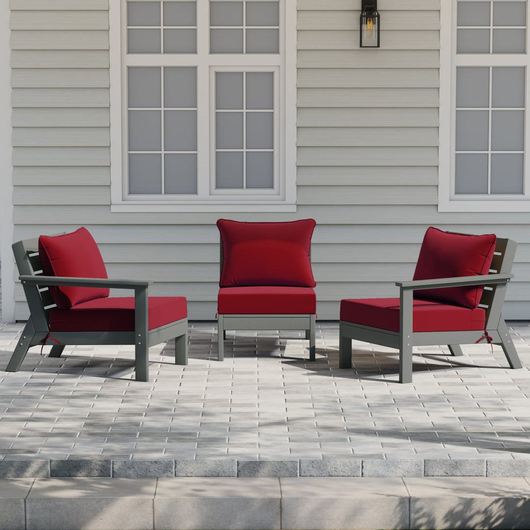 Avalon Outdoor Patio HDPE Sectional Sofa with Patio Cushions