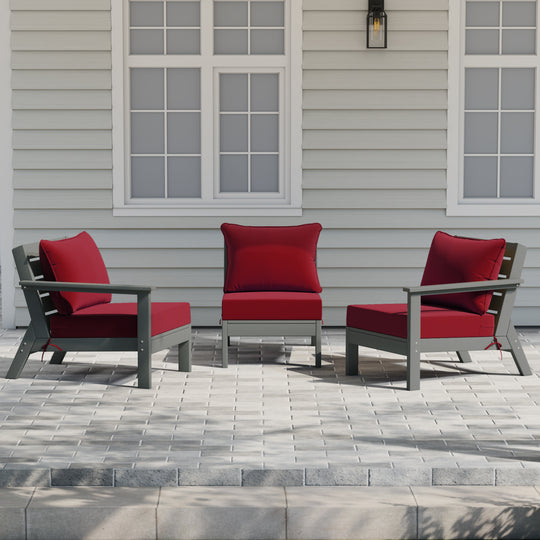 Avalon Outdoor Patio HDPE Sectional Sofa with Patio Cushions