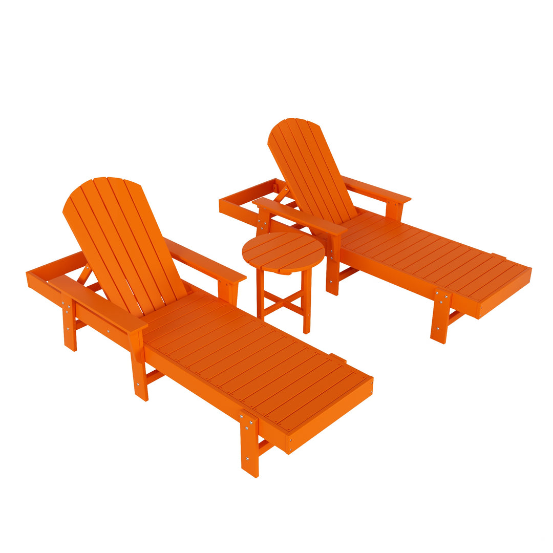 Dylan 3 Piece Adirondack Poly Reclining Chaise Lounge With Arms