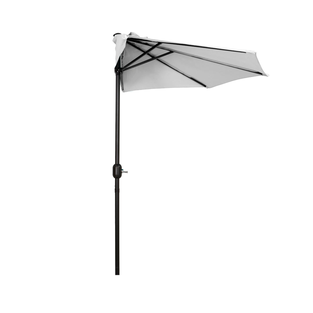Lanai 9 ft. Aluminum Half Market Crank Lift Patio Umbrella with Bronze Round Base
