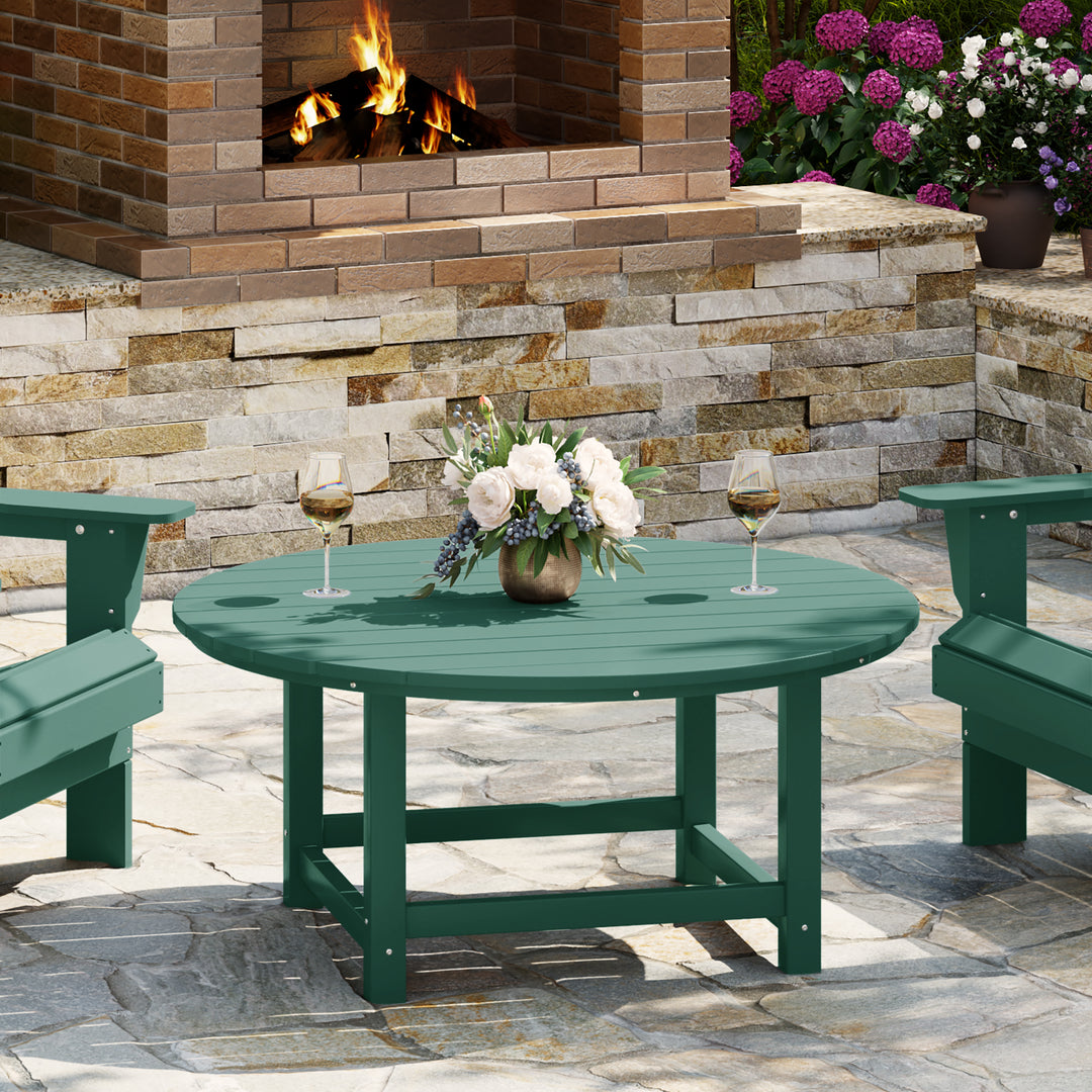 Malibu Low Outdoor HDPE Round Patio Coffee Table