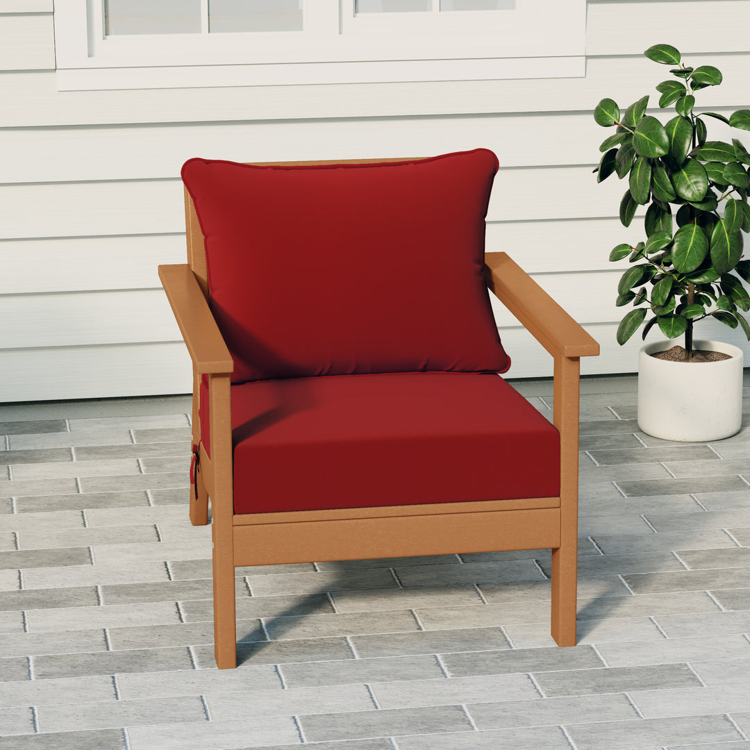 Avalon Outdoor Modern HDPE Patio Club Chair with Deep Seat Cushions