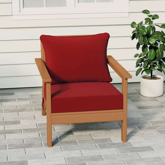 Avalon Outdoor Modern HDPE Patio Club Chair with Deep Seat Cushions