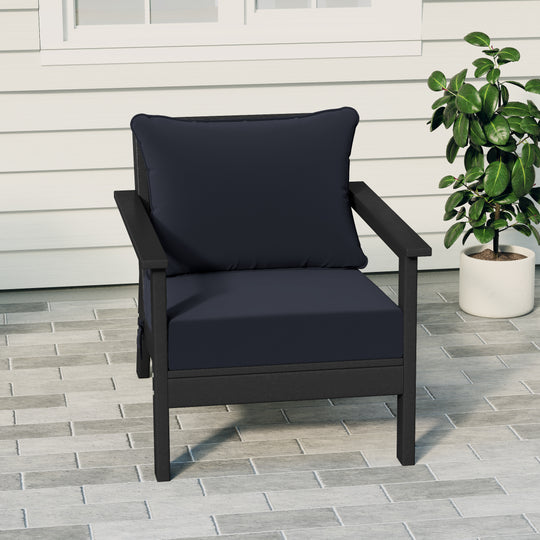 Avalon Outdoor Modern HDPE Patio Club Chair with Deep Seat Cushions