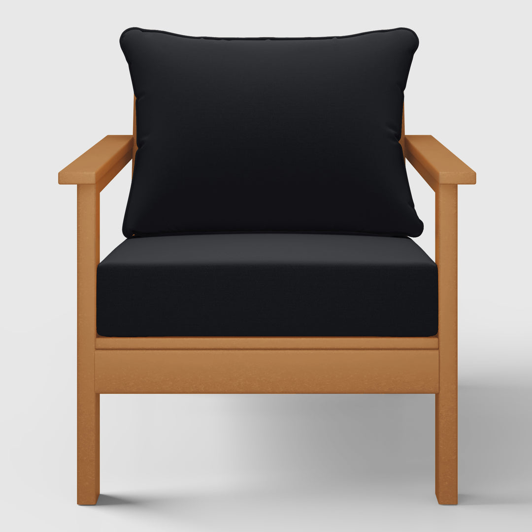 Avalon Outdoor Modern HDPE Patio Club Chair with Deep Seat Cushions