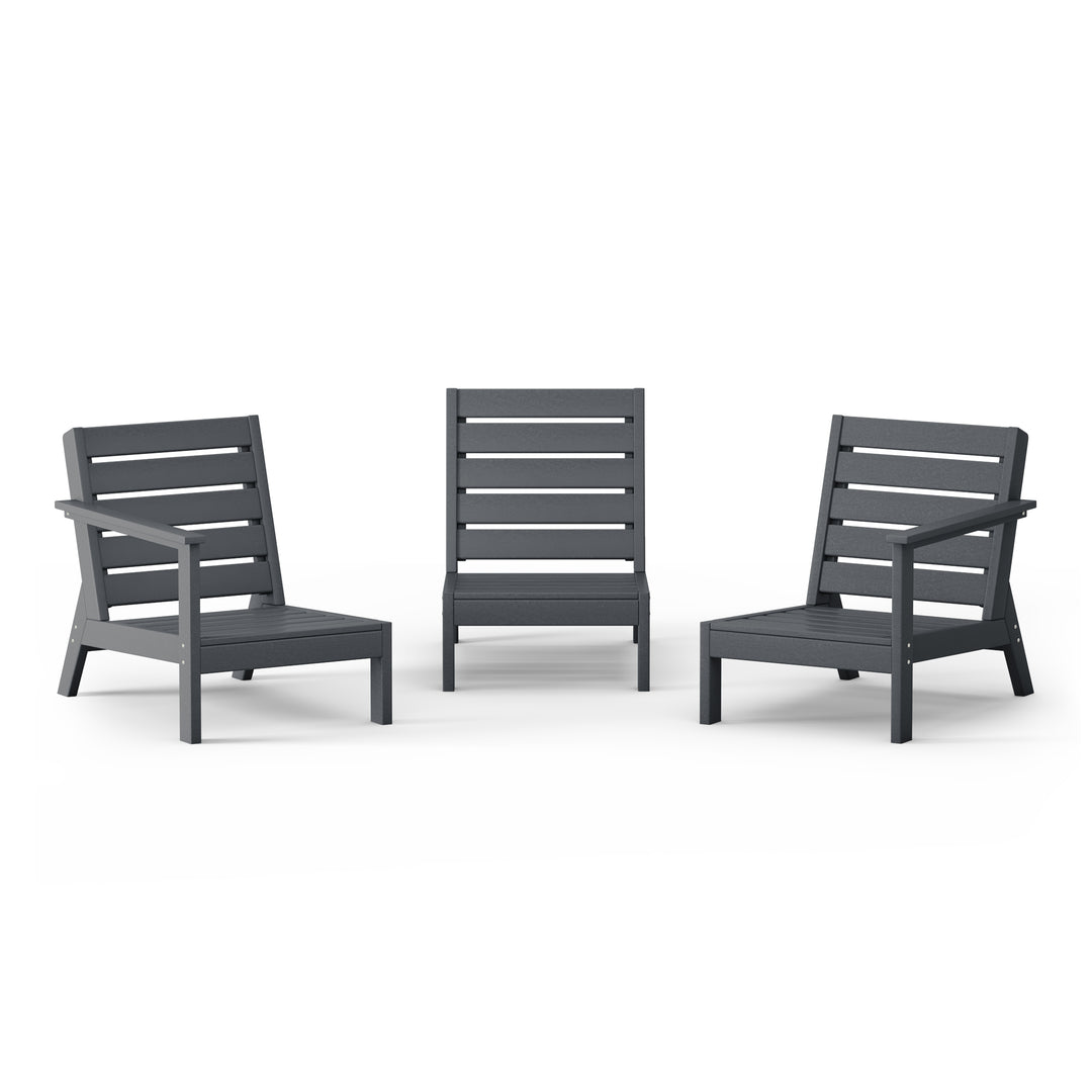 Avalon Outdoor Patio 3-Piece HDPE Deep Seating Sectional Sofa