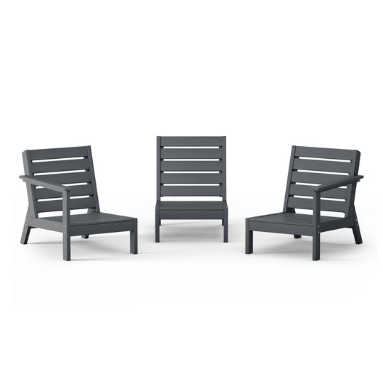 Avalon Outdoor Patio 3-Piece HDPE Deep Seating Sectional Sofa