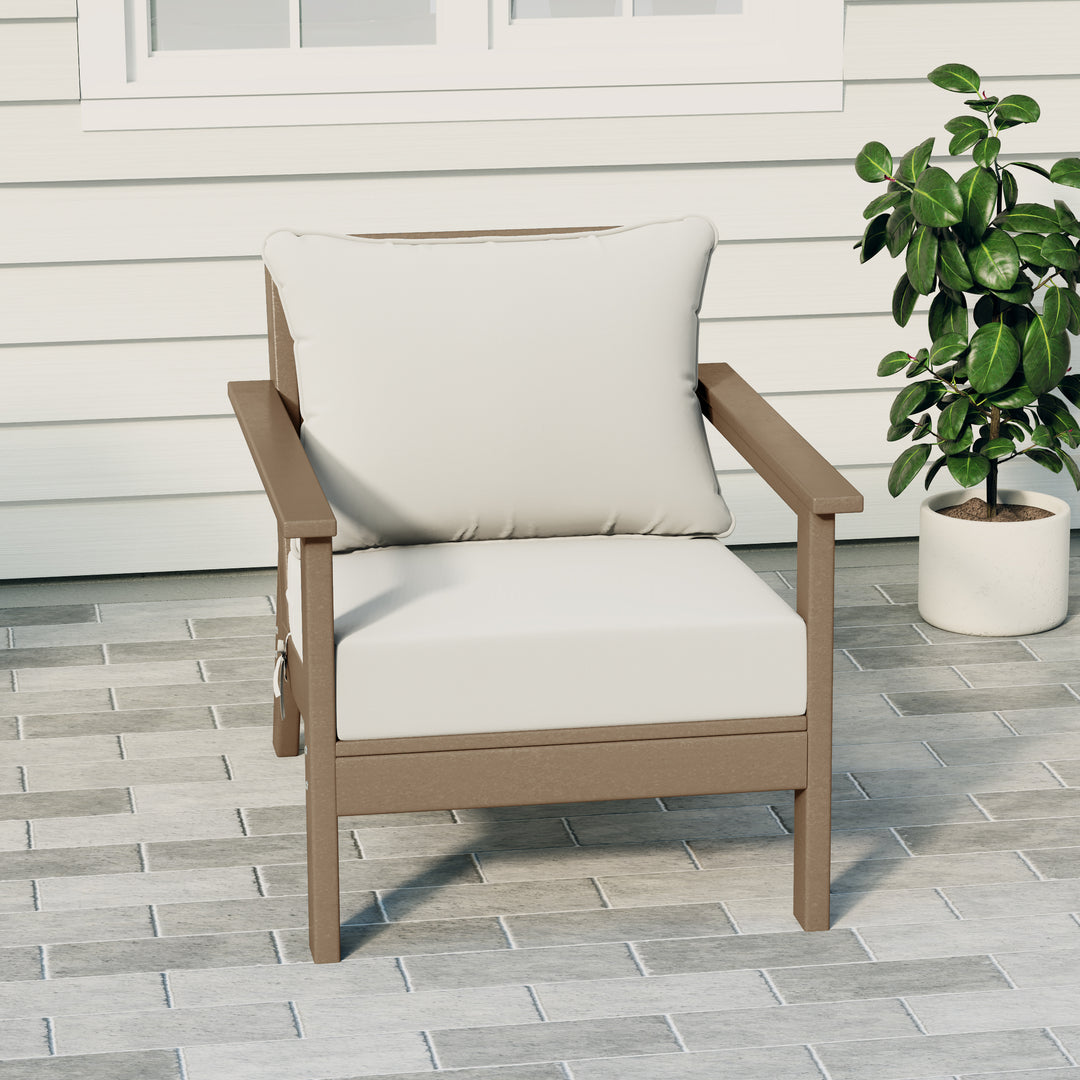 Avalon Outdoor Modern HDPE Patio Club Chair with Deep Seat Cushions