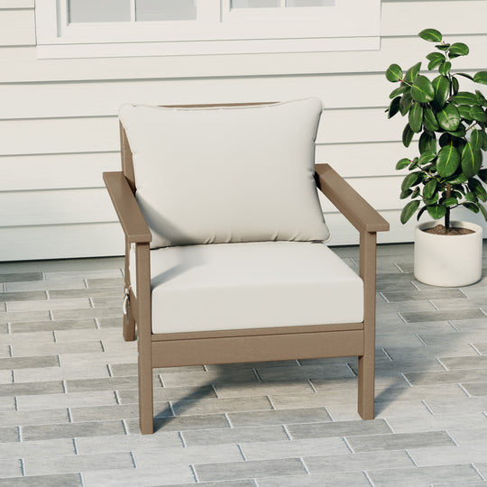 Avalon Outdoor Modern HDPE Patio Club Chair with Deep Seat Cushions