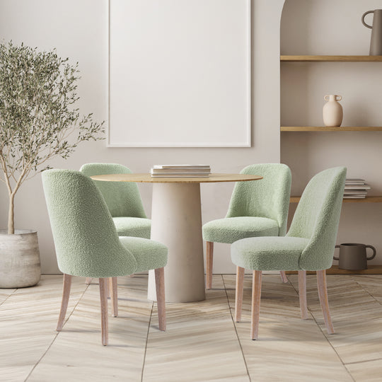 Genevieve Mid-Century Modern Upholstered Boucle Dining Chair (Set of 4)