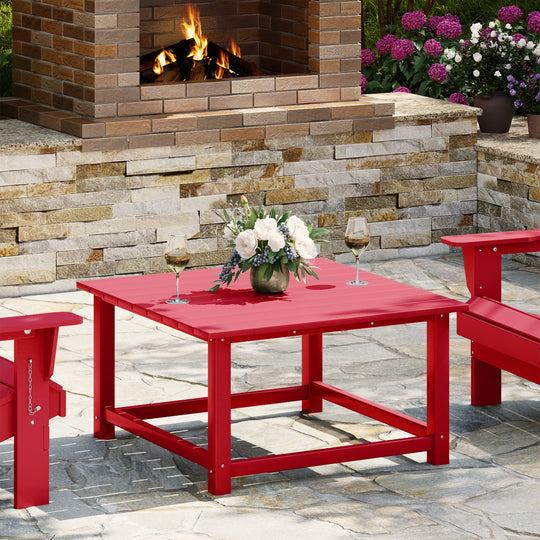 Malibu Low Outdoor HDPE Square Patio Coffee Table