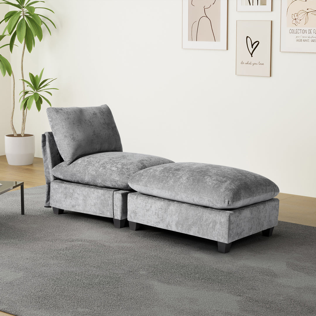 Augusta 68.5" Chenille Upholstered Indoor Chaise Lounge Chair