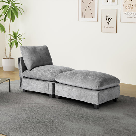 Augusta 68.5" Chenille Upholstered Indoor Chaise Lounge Chair