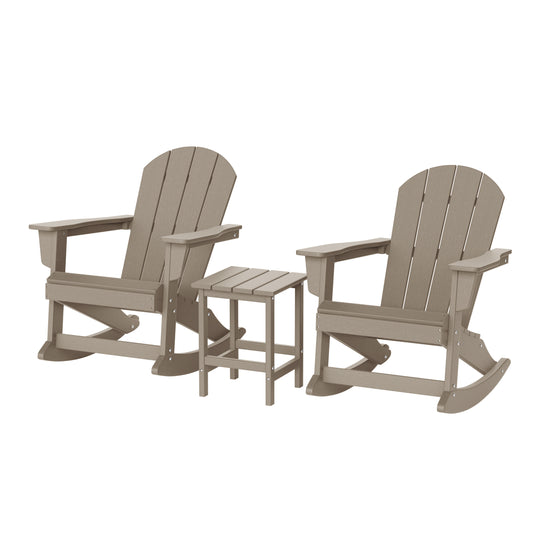 Malibu 3-Piece set Outdoor / Patio Poly Adirondack rocking chairs with a side table ( 2 seater )