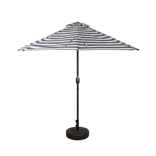 Lanai 9 ft. Aluminum Half Market Crank Lift Patio Umbrella with Bronze Round Base
