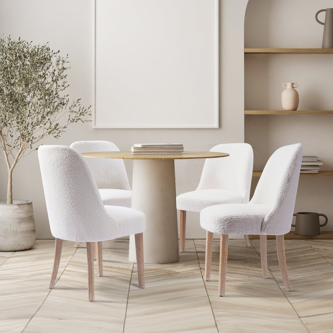 Genevieve Mid-Century Modern Upholstered Boucle Dining Chair (Set of 4)