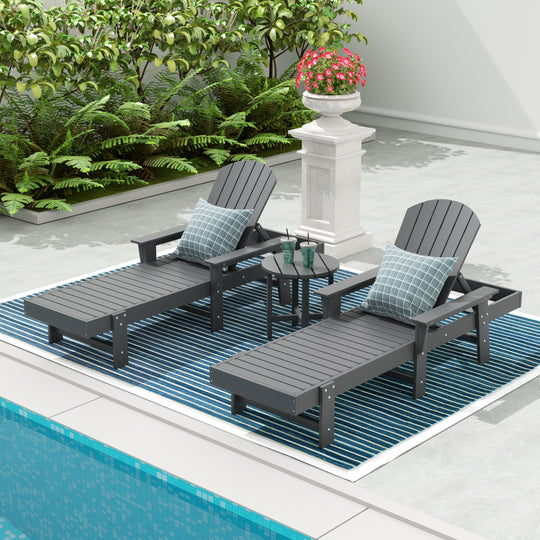 Dylan 3 Piece Adirondack Poly Reclining Chaise Lounge With Arms