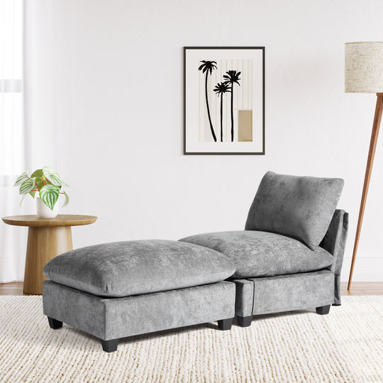 Augusta 68.5" Chenille Upholstered Indoor Chaise Lounge Chair