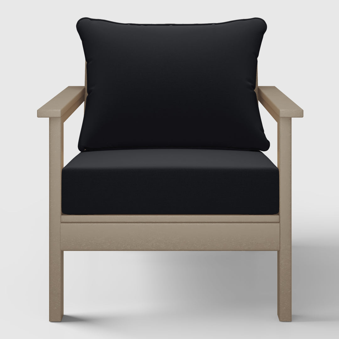 Avalon Outdoor Modern HDPE Patio Club Chair with Deep Seat Cushions