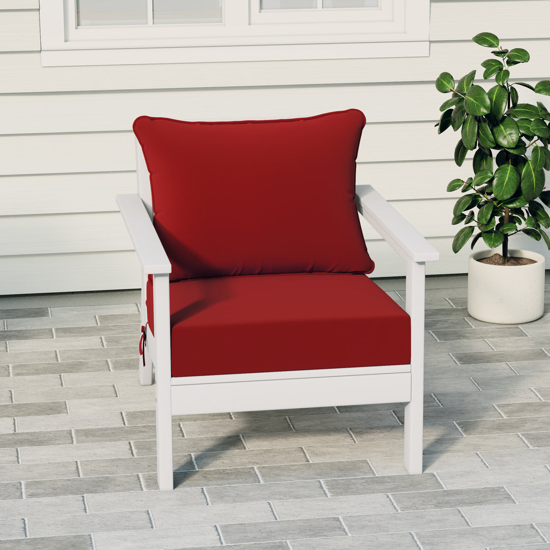 Avalon Outdoor Modern HDPE Patio Club Chair with Deep Seat Cushions