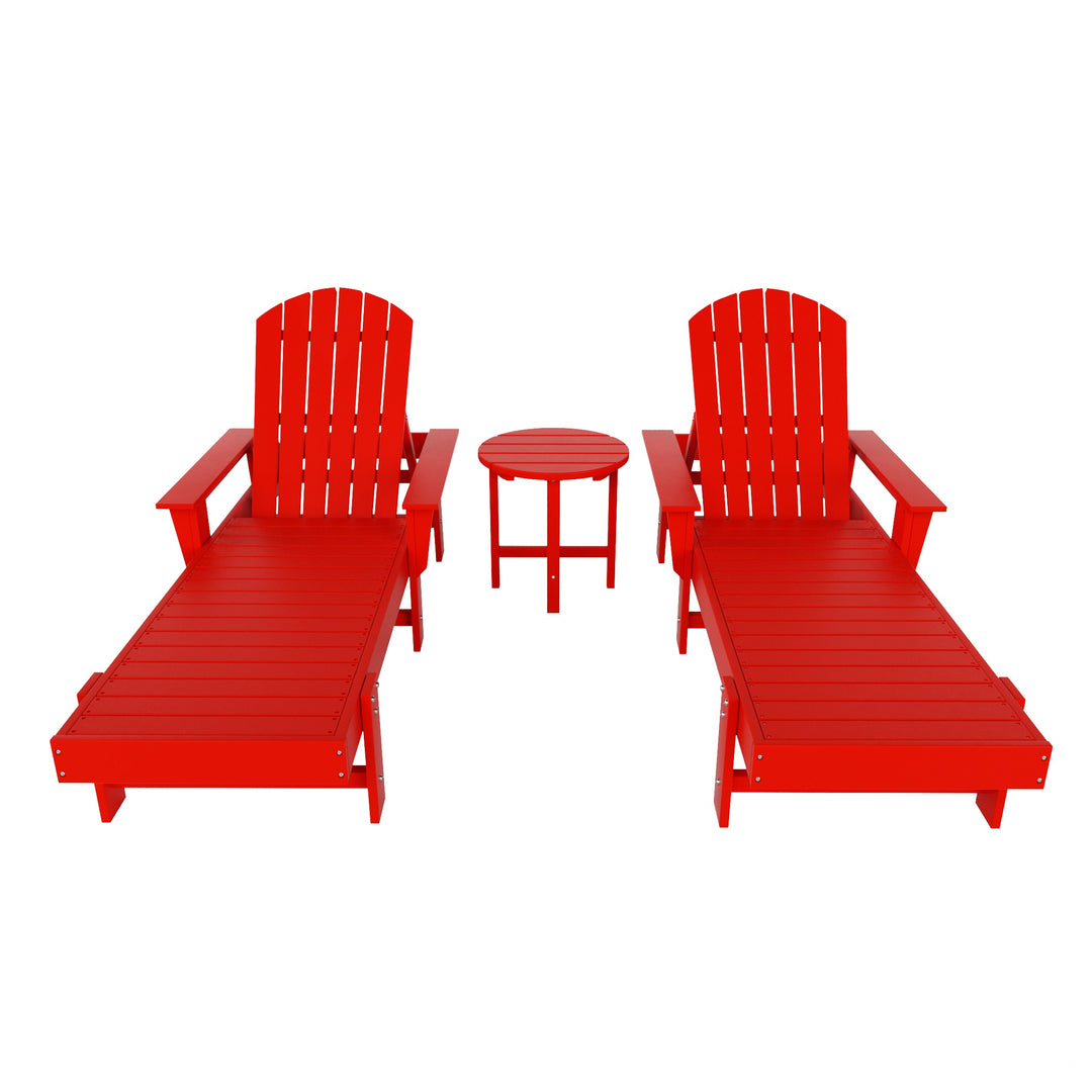 Dylan 3 Piece Adirondack Poly Reclining Chaise Lounge With Arms