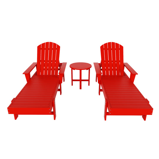 Dylan 3 Piece Adirondack Poly Reclining Chaise Lounge With Arms