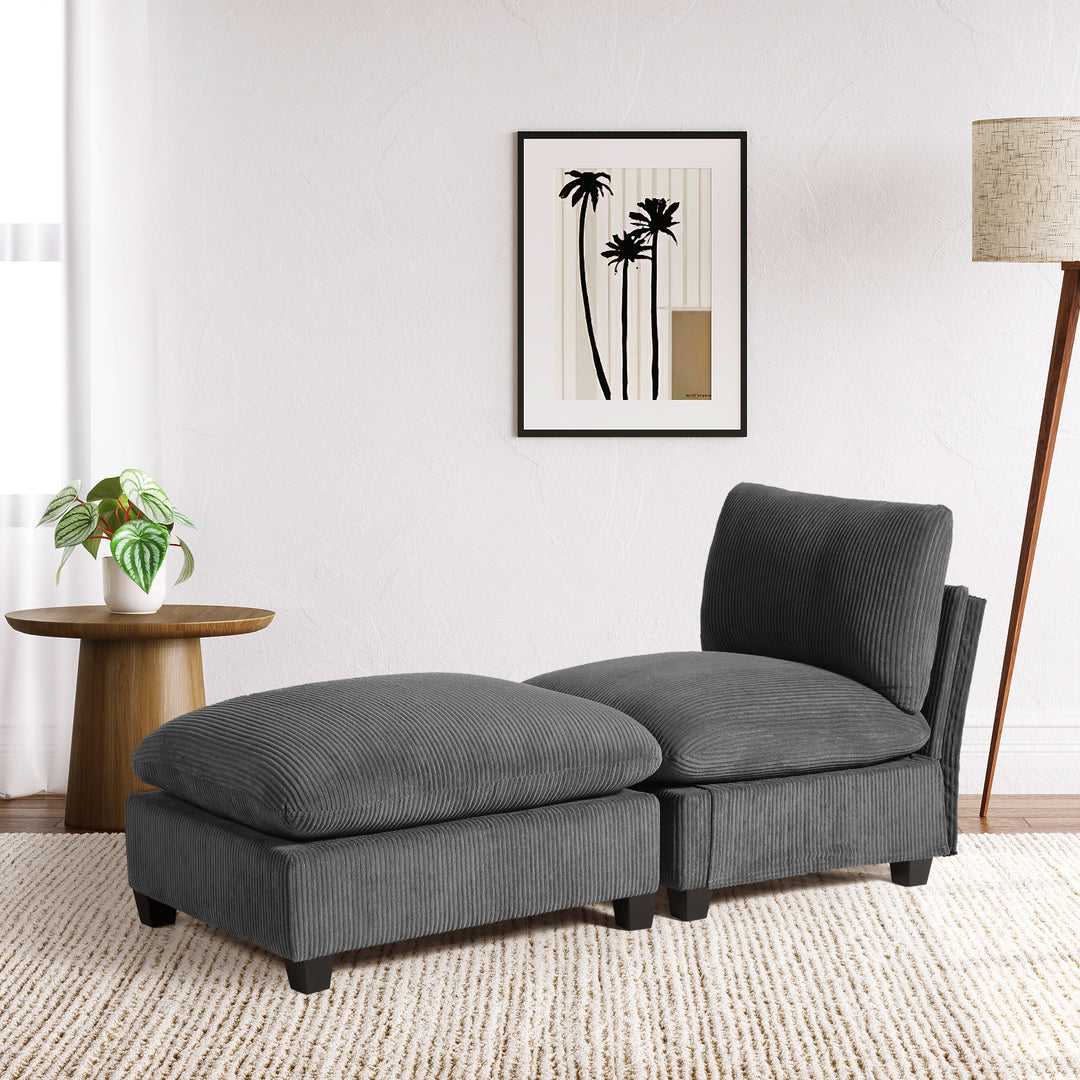 Hearthside 68.5" Corduroy Upholstered Indoor Chaise Lounge Chair