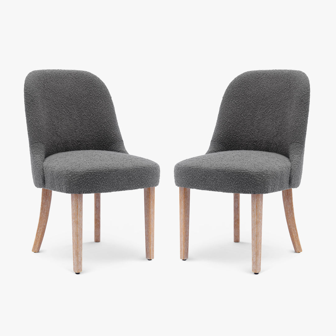 Genevieve Mid-Century Modern Upholstered Boucle Dining Chair (Set of 2)