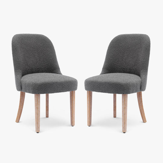 Genevieve Mid-Century Modern Upholstered Boucle Dining Chair (Set of 2)