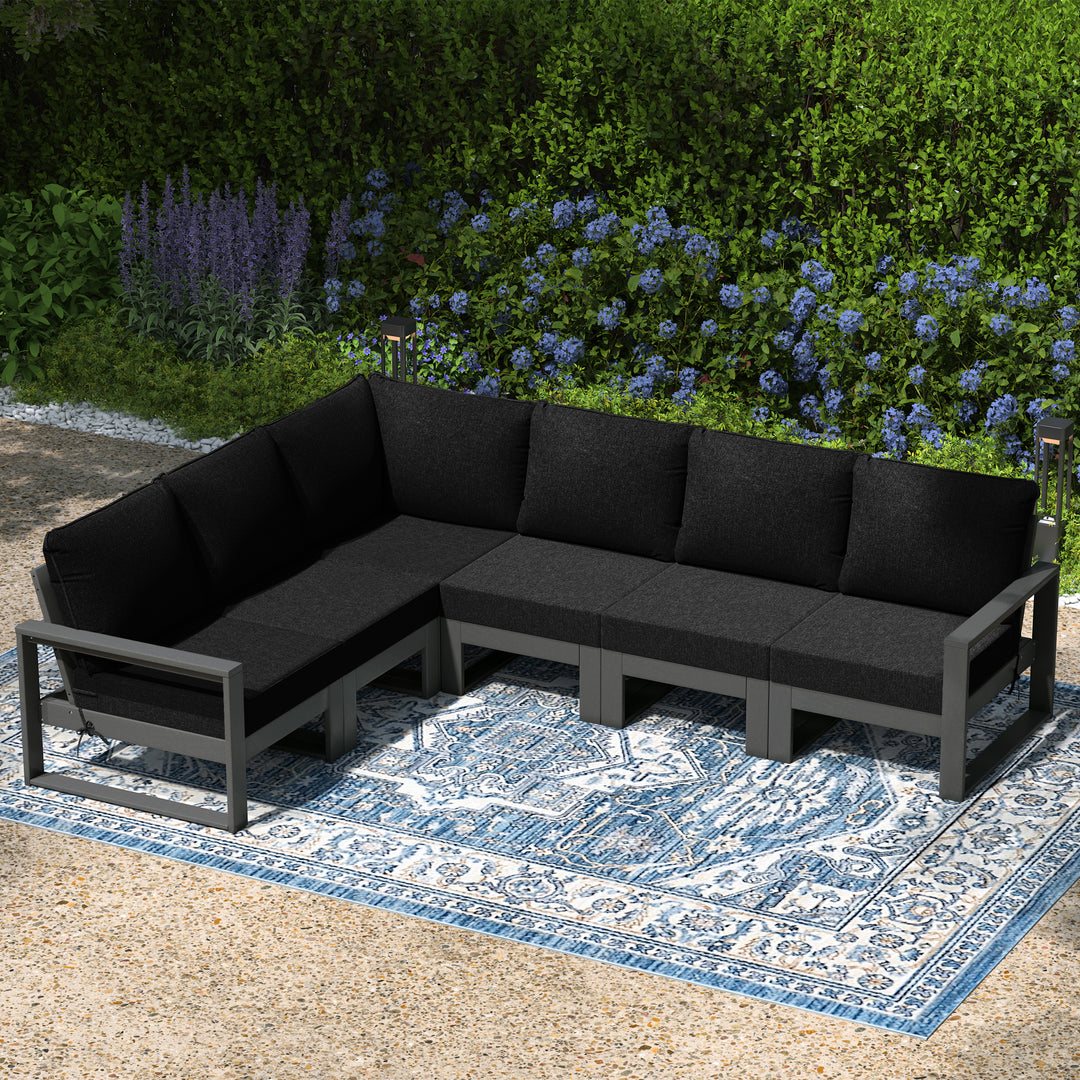 Montara 6-Piece Outdoor L-Shaped Patio Corner Sectional Sofa Conversation Set