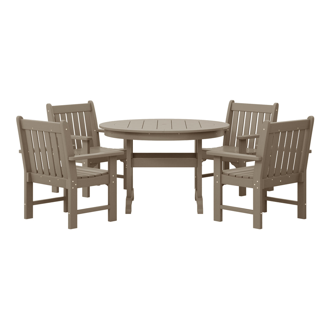 Malibu 5-Piece HDPE Outdoor Patio Chair and Round Table Dining Set