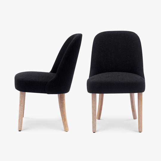 Genevieve Mid-Century Modern Upholstered Boucle Dining Chair (Set of 2)