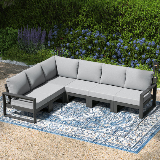 Montara 6-Piece Outdoor L-Shaped Patio Corner Sectional Sofa Conversation Set