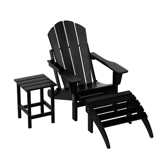 Malibu 3-Piece set classic Adirondack chair with ottoman and a small coffee table (1 seater)