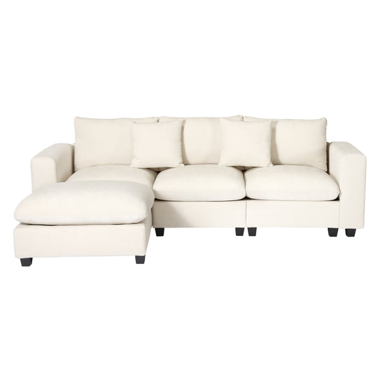 Augusta 99" Modular Chenille L-Shaped Sectional Sofa and Chaise With USB/Type-C Ports and Side Pockets