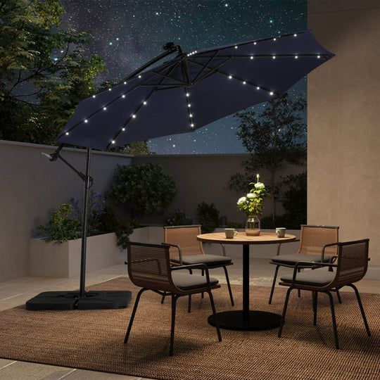 Albert 10 ft. Outdoor / Paito Cantilever Hanging Umbrella with Solar Power LED lights